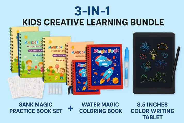 Screen Free Kids Creative Learning Kit – 3 in 1 Writing & Drawing Bundle